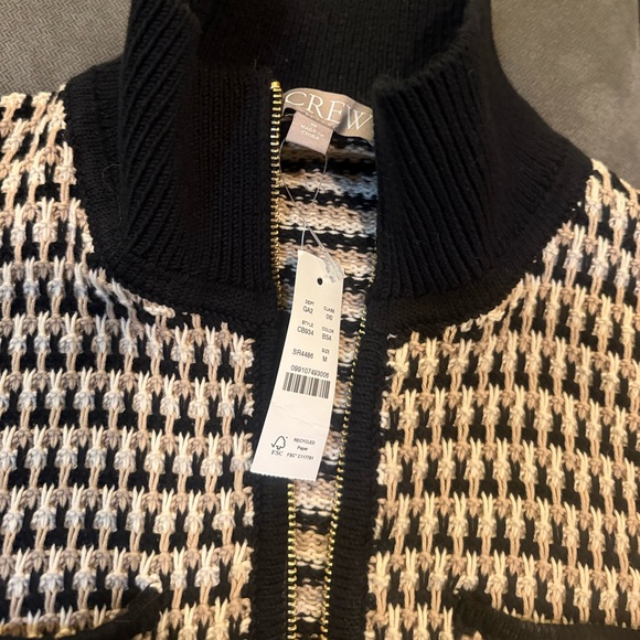 JCREW Size M Jacquard Sweater Jacket in Black Sandstone Antique - Picture 5 of 6